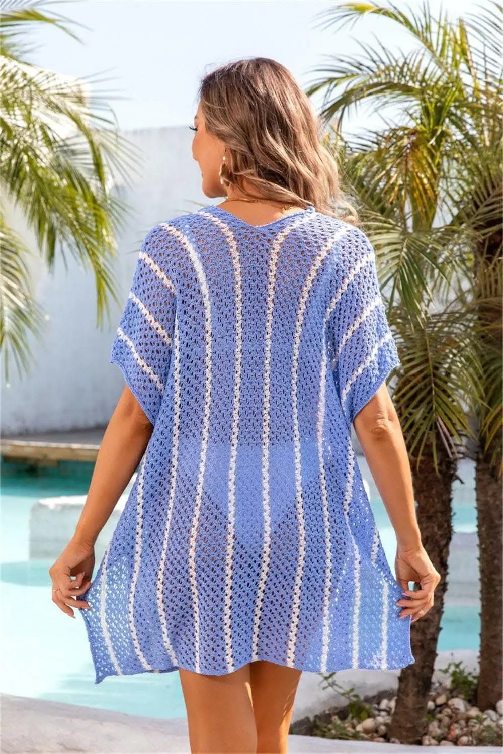 Chic sheer v-neck cover-up - openwork design - Love Salve